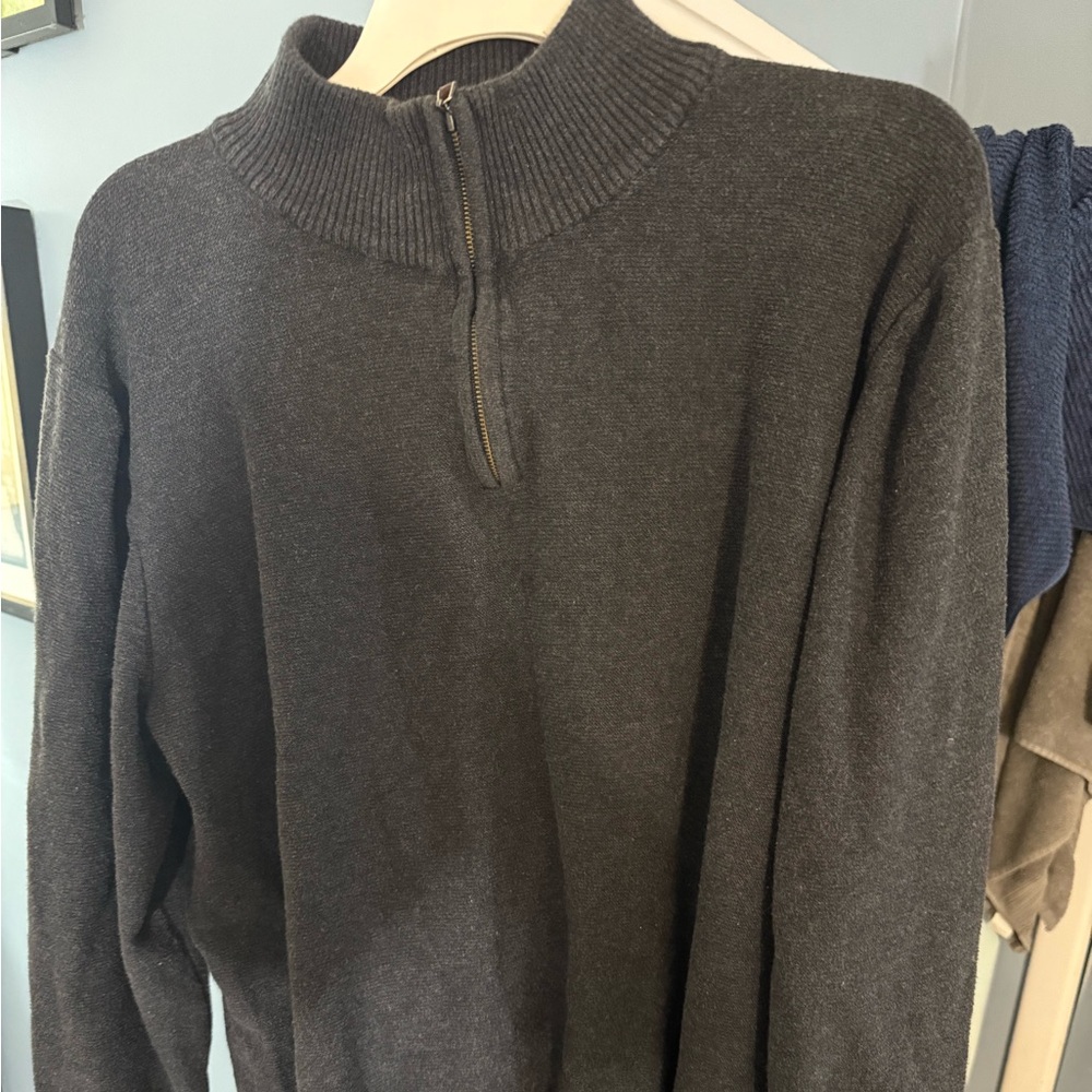 British Khaki Charcoal Zip-Up Sweater